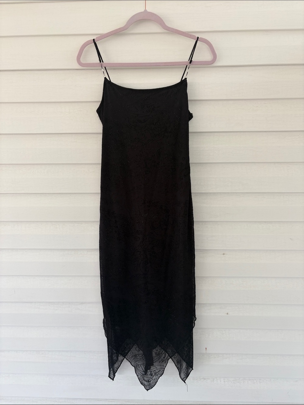 Ecru Studio Black Lace Handkerchief Midi Dress M Y2K Whimsigoth Fairy Flawed
